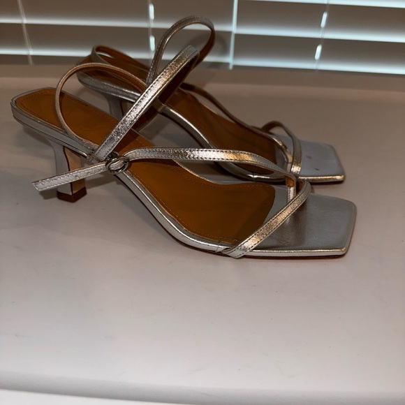 Aeyde Elise silver metallic sandals 36=5 - Picture 2 of 6
